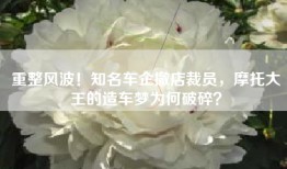 重整风波！知名车企撤店裁员，摩托大王的造车梦为何破碎？