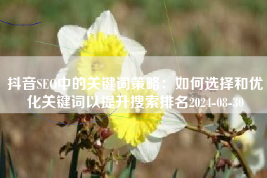 抖音SEO中的关键词策略：如何选择和优化关键词以提升搜索排名2024-08-30