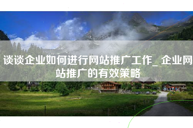 谈谈企业如何进行网站推广工作_ 企业网站推广的有效策略