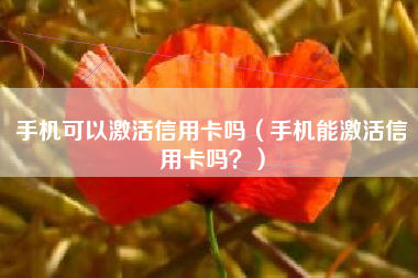 手机可以激活信用卡吗（手机能激活信用卡吗？）